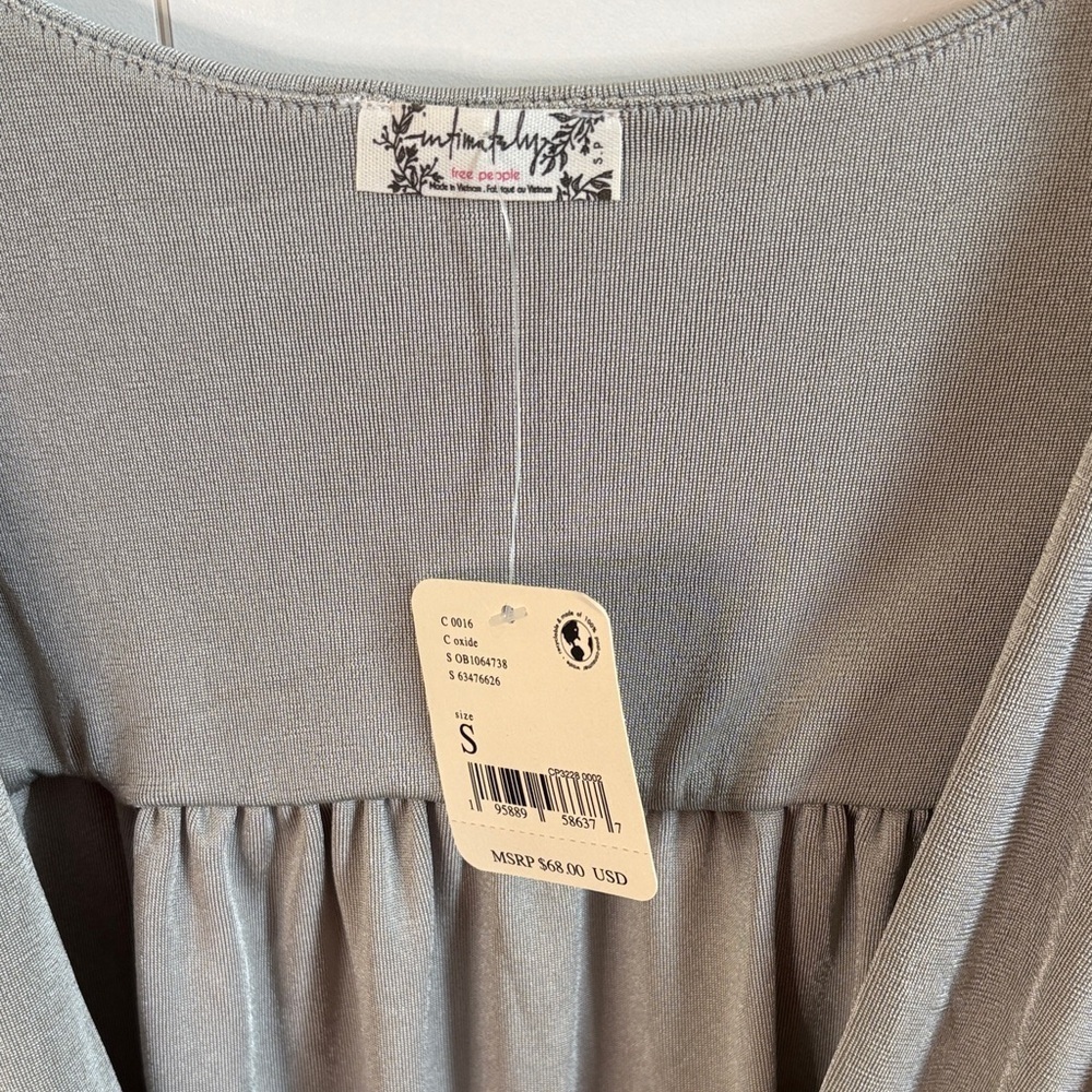Free People Intimately Silver Gray Drape Front Bodysuit | S | NWT - Picture 2 of 5